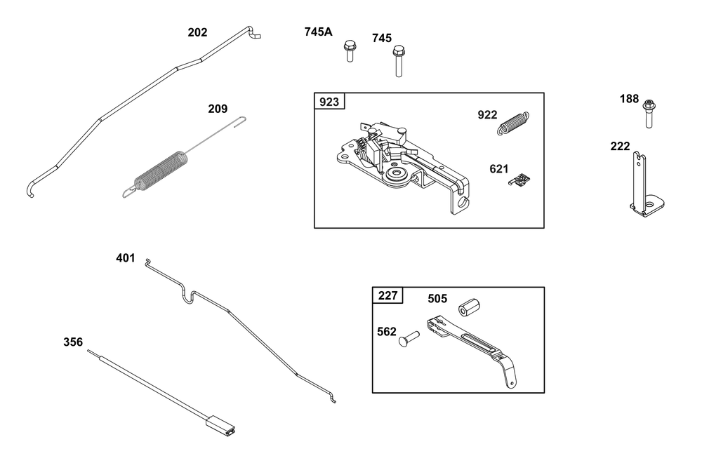 Controls Group Diagram and Parts List for 123P02-0026-H5 100000 - 19Z999 Briggs and Stratton Engine